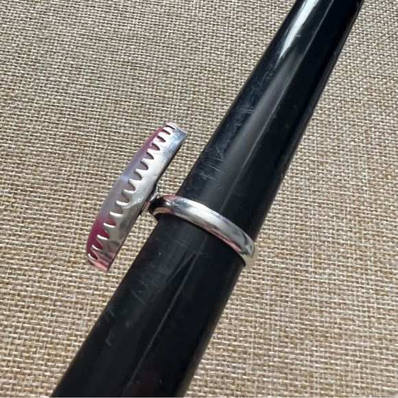 New Pink Botswana Striped Agate Crystal Silver Overlay Ring Size 7.5 - 7.75 - Picture 2 of 4